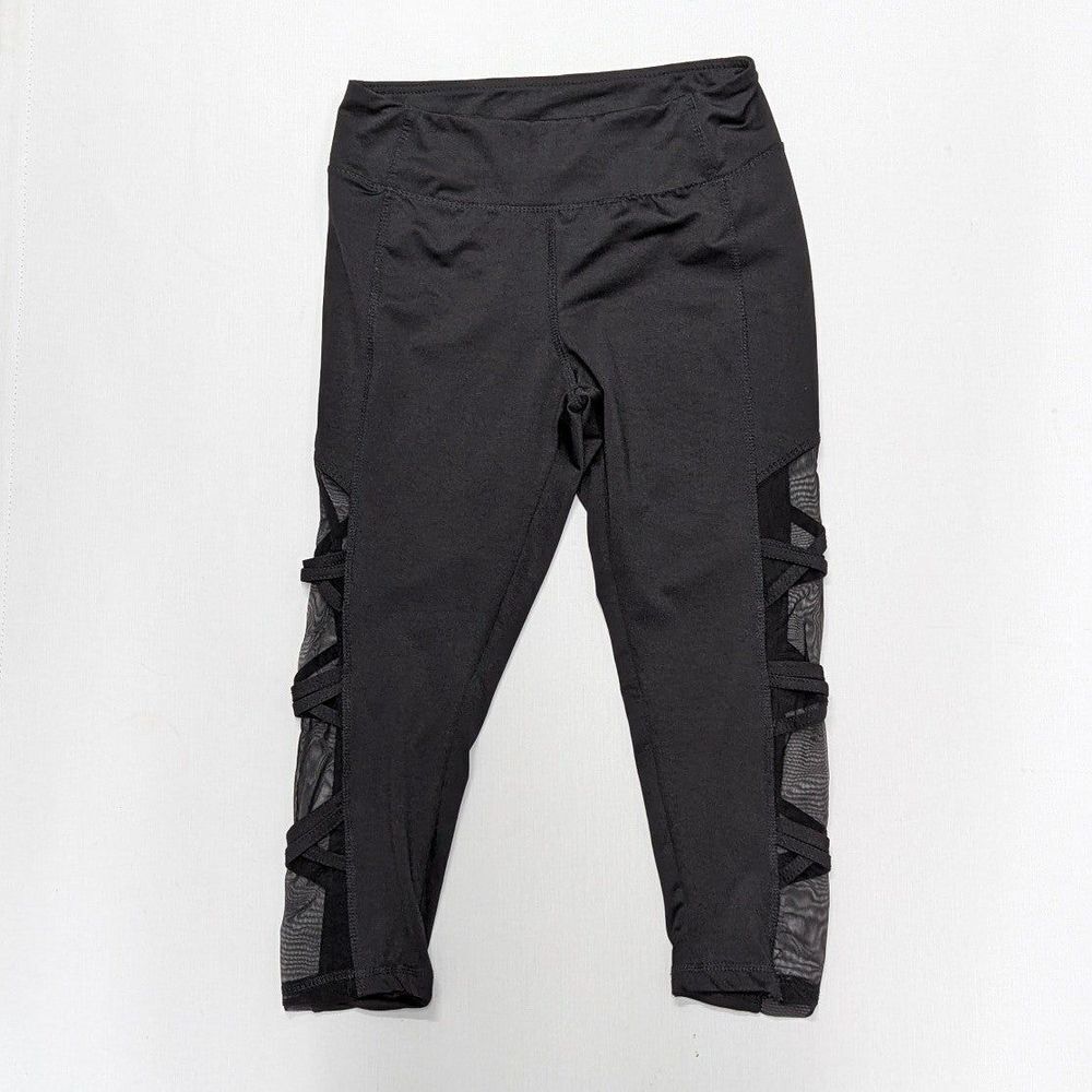 By take a walk Small black yoga pants with mesh side panel